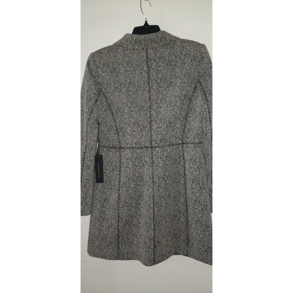 DKNY Dusty Pink Tweed Windowpane Wool-Blend Coat - Picture 5 of 9